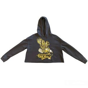 Country Deep dark gray Free Bird cropped hooded sweatshirt size medium